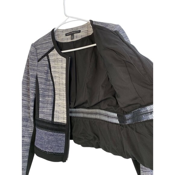 WHBM Multi Tweed Momento Jacket Blazer Zip Size 4 Washable Contrast Crop 6940 - Picture 8 of 11